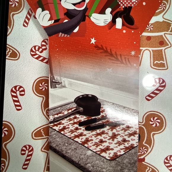 New Christmas Disney Mickey and Minnie Mouse Gingerbread  Quick Dry Dish Mat - Picture 2 of 5